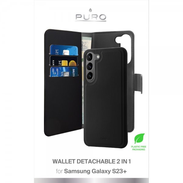 Puro Samsung Galaxy S23 Plus Cover Wallet Detachable 2 i 1 Sort