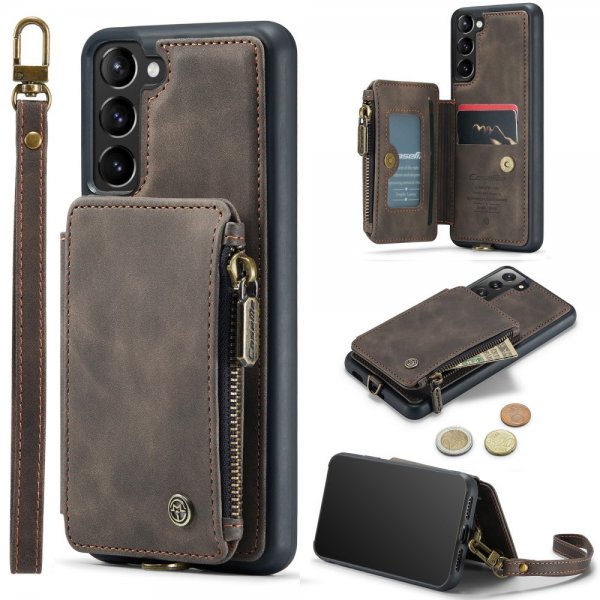 CaseMe Samsung Galaxy S23 Plus Cover C20 Kortlomme Lynlås Kaffe