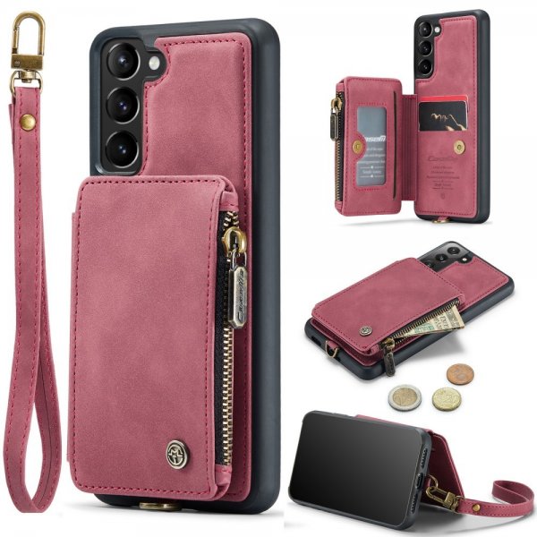 CaseMe Samsung Galaxy S23 Plus Cover C20 Kortlomme Lynlås Rød