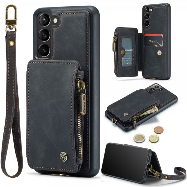 CaseMe Samsung Galaxy S23 Plus Cover C20 Kortlomme Lynlås Sort