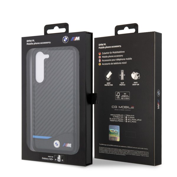 BMW Samsung Galaxy S23 Plus Cover Carbon & Stripe Sort