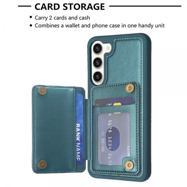 Samsung Galaxy S23 Plus Cover Kortholder Rombemønster Grøn
