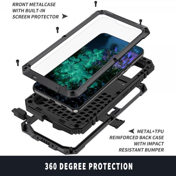 R-JUST Samsung Galaxy S23 Plus Cover Metal Stødsikkert Sort