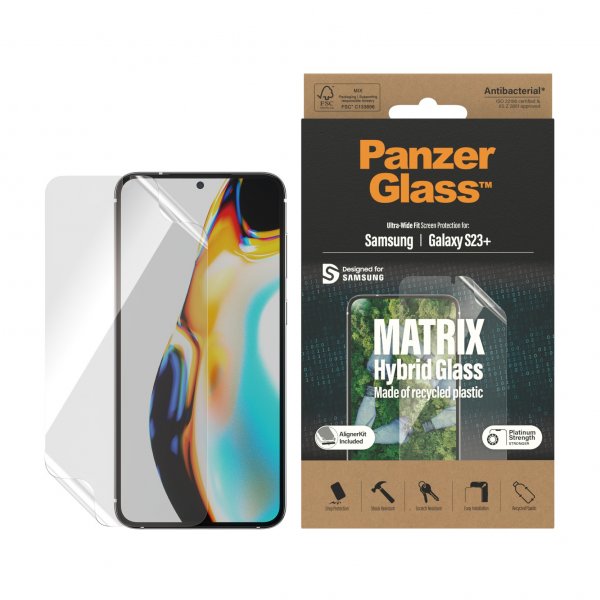 PanzerGlass Samsung Galaxy S23 Plus Skærmbeskyttelse Matrix Hybrid Glass EasyAligner