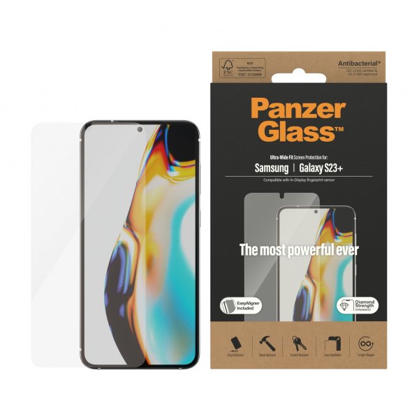 PanzerGlass Samsung Galaxy S23 Plus Skærmbeskyttelse Ultra-Wide Fit EasyAligner