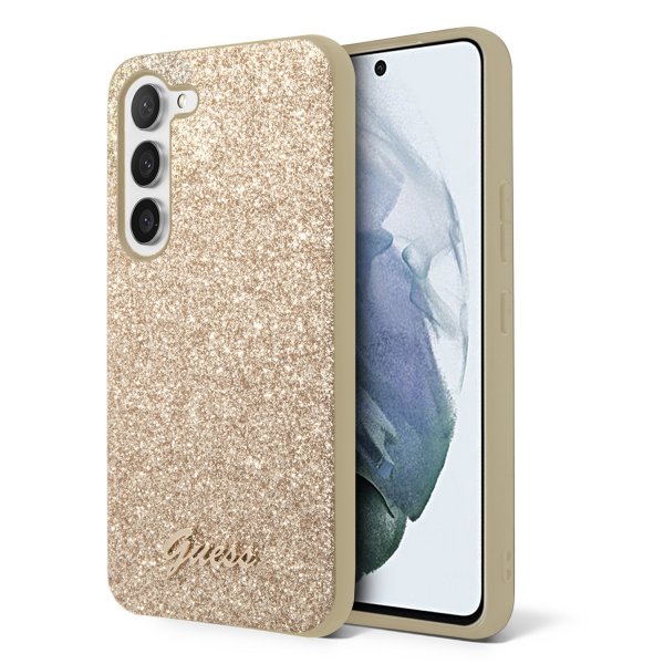 Guess Samsung Galaxy S23 Skal Fixed Glitter Case Guld