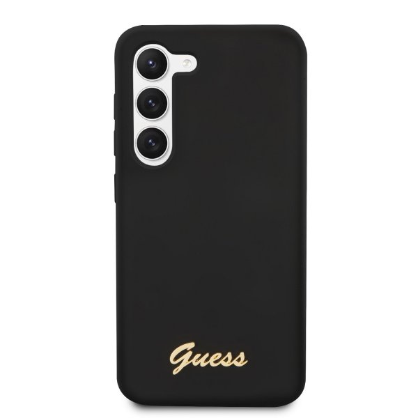 Guess Samsung Galaxy S23 Cover Liquid Silikone Metal Logo Sort