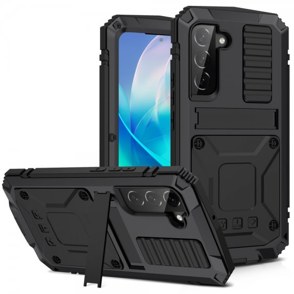 R-JUST Samsung Galaxy S23 Cover Metal Stødsikkert Sort