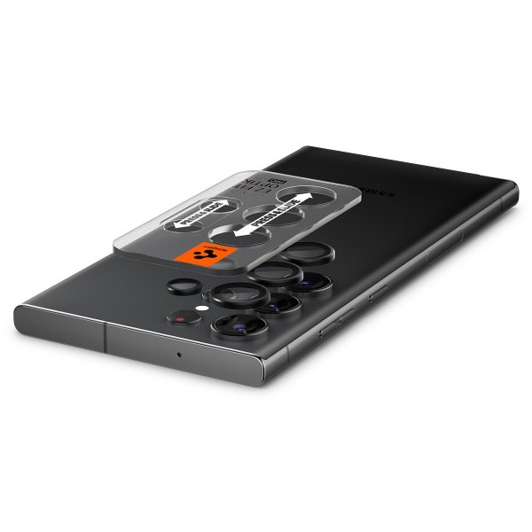 Spigen Samsung Galaxy S23 Ultra Kamerabeskyttelse GLAS.tR EZ Fit Optik Pro Sort 2-pak