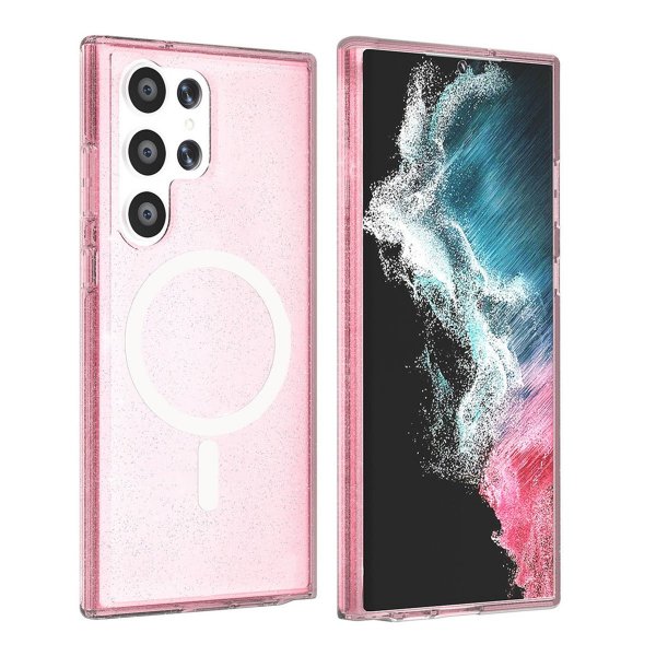 Samsung Galaxy S23 Ultra Cover Glitter MagSafe Pink