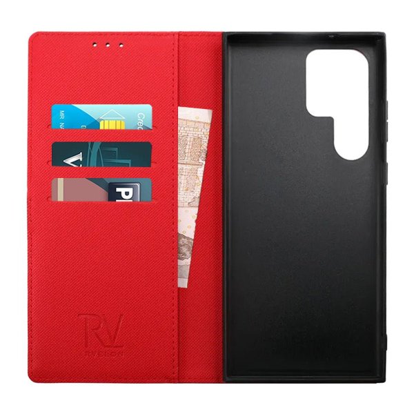 Rvelon Samsung Galaxy S23 Ultra Etui Magnetisk Aftageligt Cover Rød