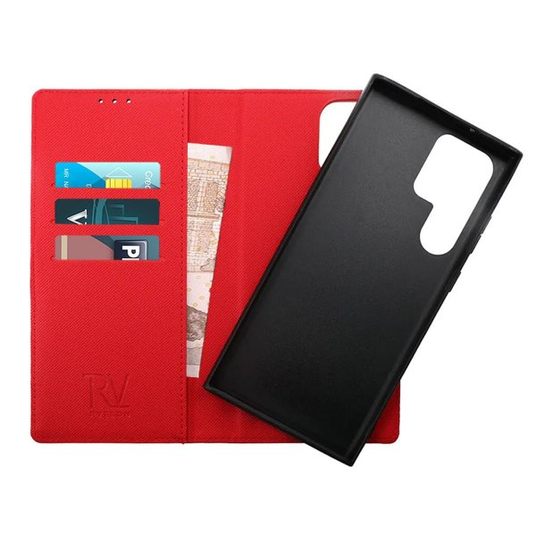 Rvelon Samsung Galaxy S23 Ultra Etui Magnetisk Aftageligt Cover Rød