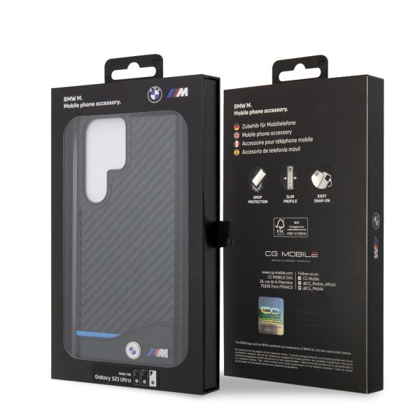 BMW Samsung Galaxy S23 Ultra Cover Carbon & Stripe Sort