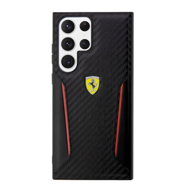 Ferrari Samsung Galaxy S23 Ultra Cover Carbon & Stripe Sort