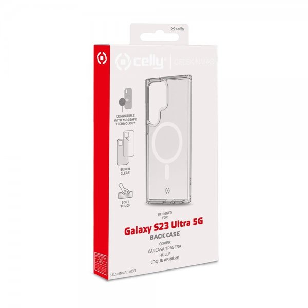 Celly Samsung Galaxy S23 Ultra Cover GELSKINMAG MagSafe Transparent