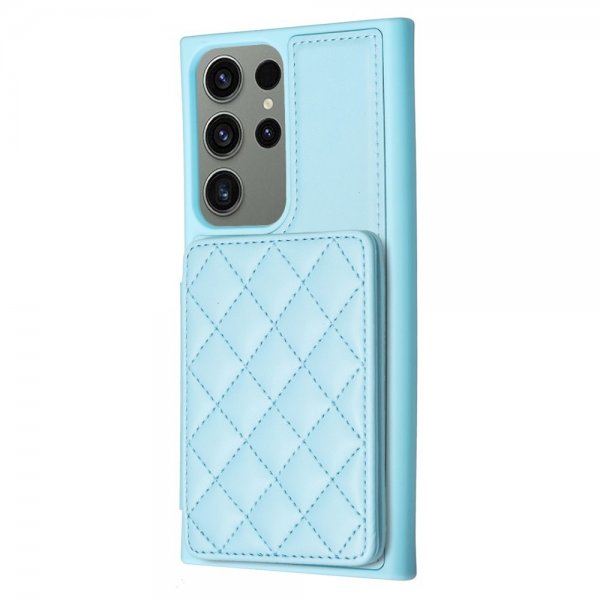 Samsung Galaxy S23 Ultra Cover Kortholder Rombe Mønster Blå