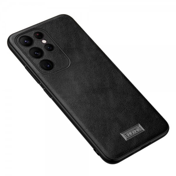 Sulada Samsung Galaxy S23 Ultra Cover Lædertekstur Sort