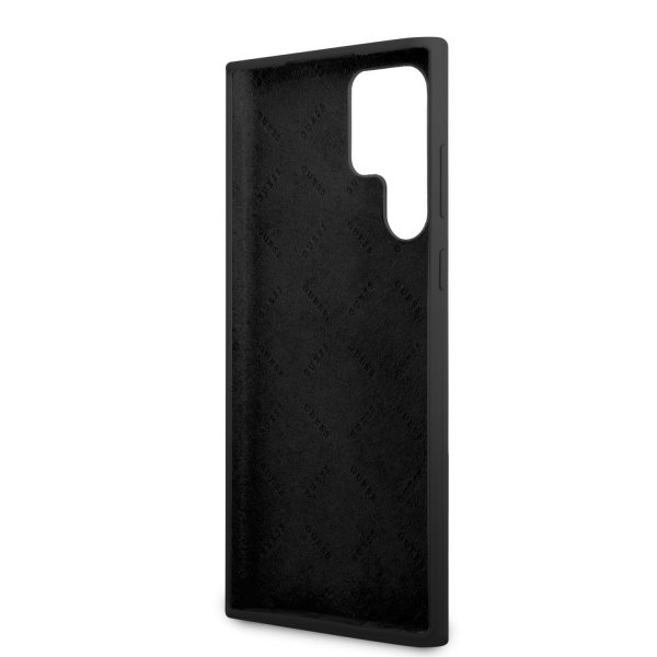 Guess Samsung Galaxy S23 Ultra Cover Flydende Silikone Metal Logo Sort