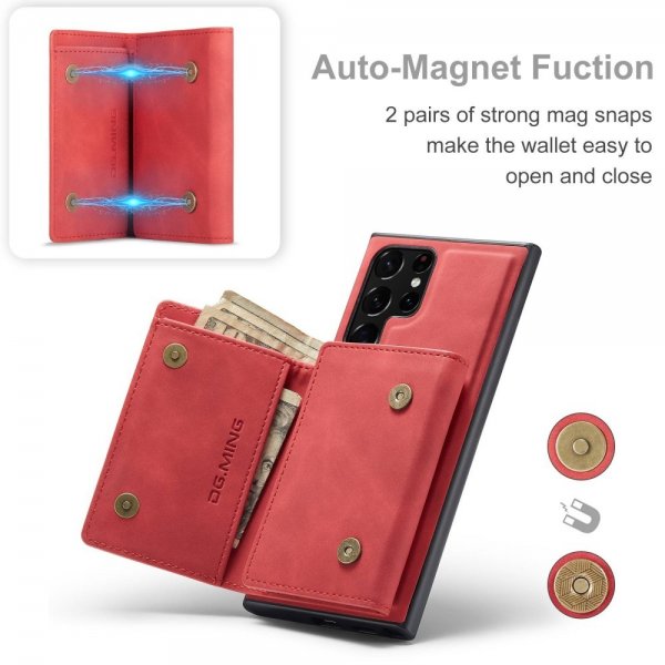 Dg.Ming Samsung Galaxy S23 Ultra Cover M1 Series Aftagelig Kortholder Rød