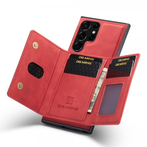 Dg.Ming Samsung Galaxy S23 Ultra Cover M2 Series Aftagelig Kortholder Rød