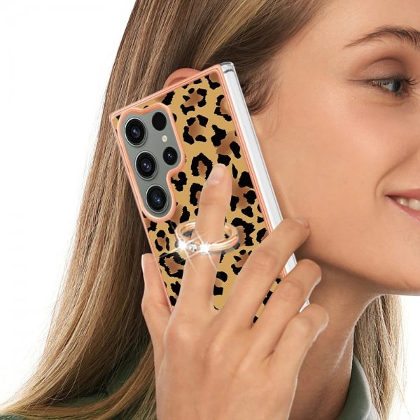 Samsung Galaxy S23 Ultra Cover med Finger Ring Motiv Leopardmønster