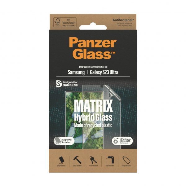 PanzerGlass Samsung Galaxy S23 Ultra Skærmbeskyttelse Matrix Hybrid Glass EasyAligner