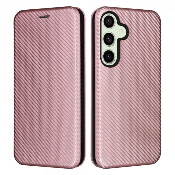 Samsung Galaxy S24 FE Etui Kulfibertekstur Rosaguld