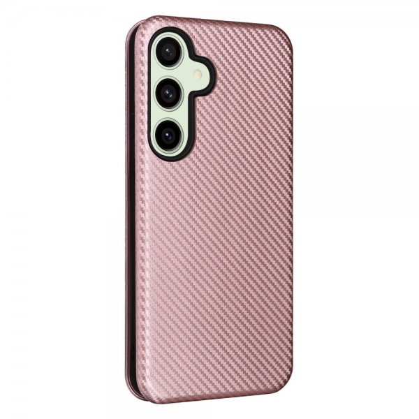 Samsung Galaxy S24 FE Etui Kulfibertekstur Rosaguld