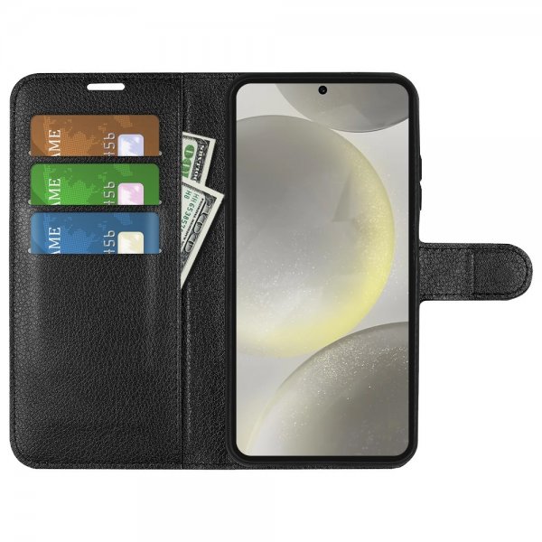Samsung Galaxy S24 FE Etui Litchi Sort