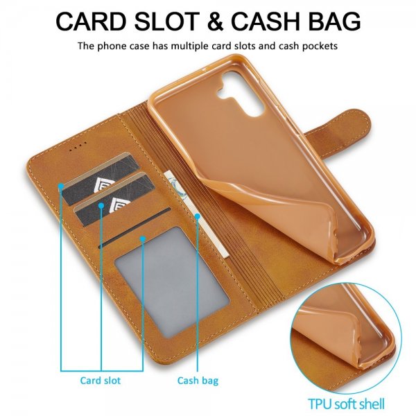 Lc.Imeeke Samsung Galaxy S24 FE Etui med Kortlomme Standfunktion Lysebrun