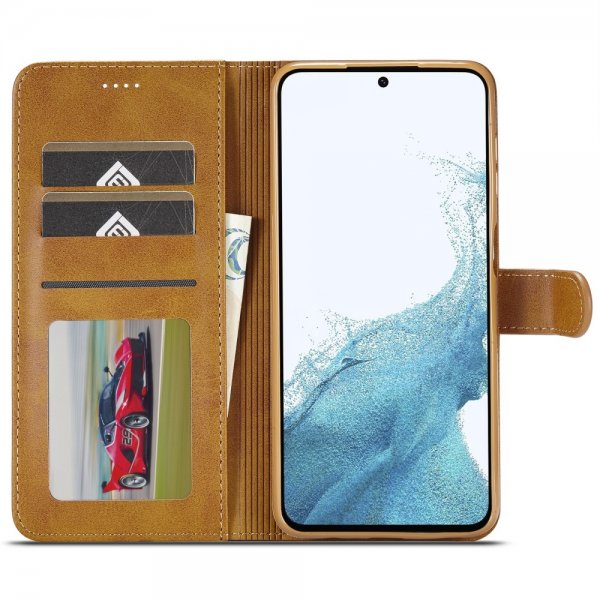 Lc.Imeeke Samsung Galaxy S24 FE Etui med Kortlomme Standfunktion Lysebrun