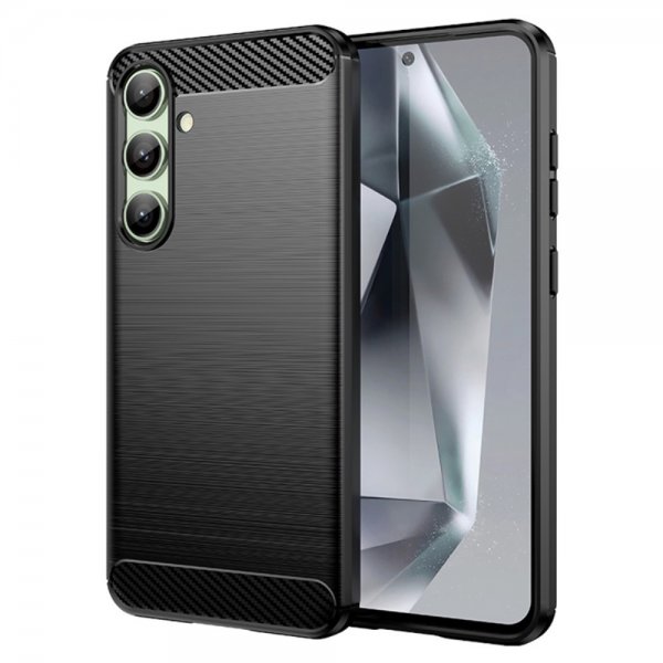 Samsung Galaxy S24 FE Cover Børstet Kulfibertekstur Sort
