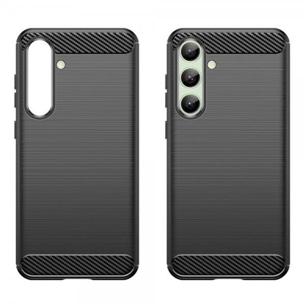 Samsung Galaxy S24 FE Cover Børstet Kulfibertekstur Sort