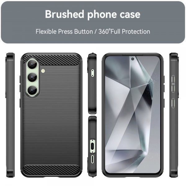 Samsung Galaxy S24 FE Cover Børstet Kulfibertekstur Sort
