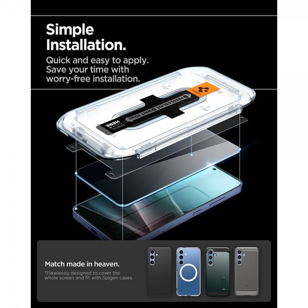 Spigen Samsung Galaxy S24/Galaxy S25 Skærmbeskyttelse GLAS.tR EZ Fit Privacy 2-pak