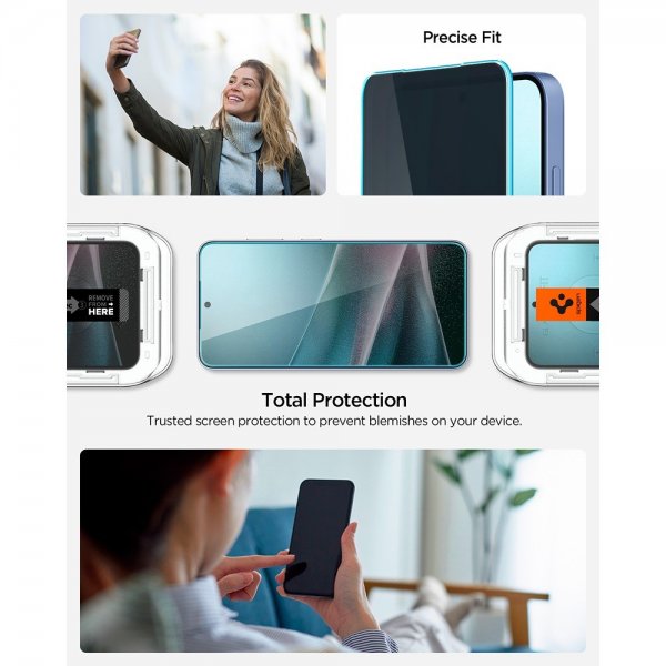 Spigen Samsung Galaxy S24/Galaxy S25 Skærmbeskyttelse GLAS.tR EZ Fit Privacy 2-pak