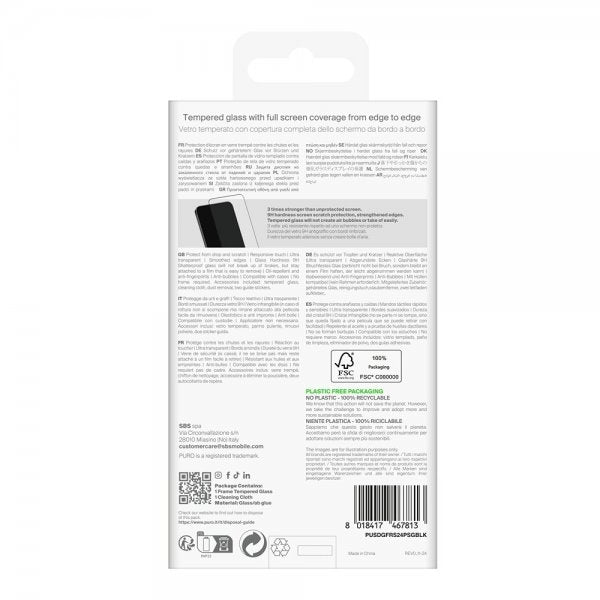 Puro Samsung Galaxy S24 Plus/Galaxy S25 Plus Skærmbeskyttelse Frame Hærdet Glas