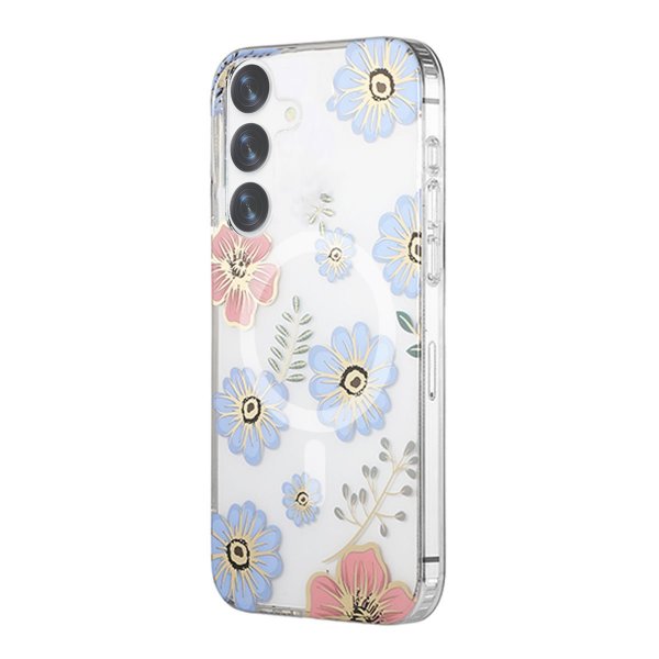 Samsung Galaxy S24 Plus Cover Blomstermønster MagSafe Rød Blå