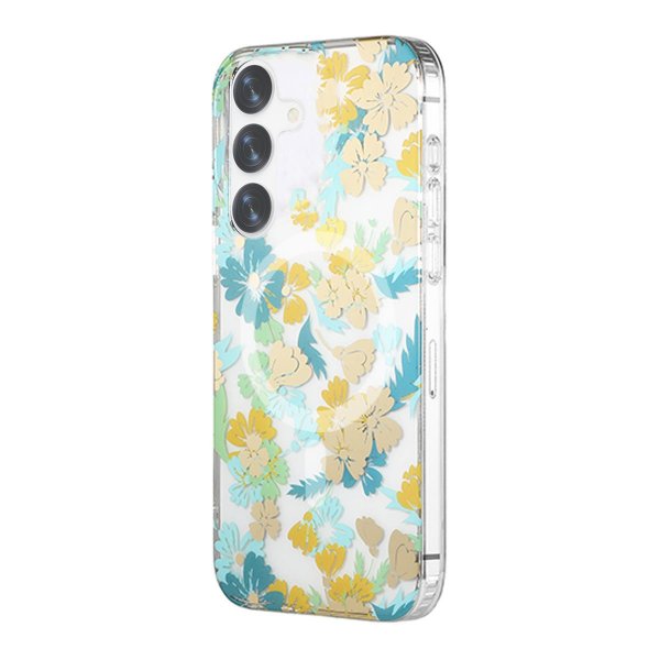 Samsung Galaxy S24 Plus Cover Blomstermønster MagSafe Turkis