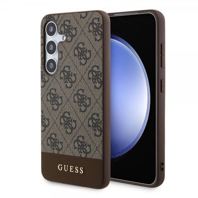 Guess Samsung Galaxy S24 Plus Cover Bottom Stripe Metal Logo Brun