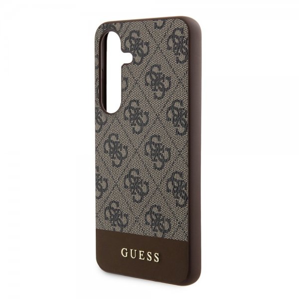 Guess Samsung Galaxy S24 Plus Cover Bottom Stripe Metal Logo Brun