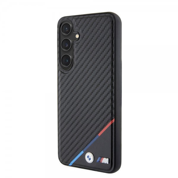 BMW Samsung Galaxy S24 Plus Cover Carbon Tricolor Stripe MagSafe Sort
