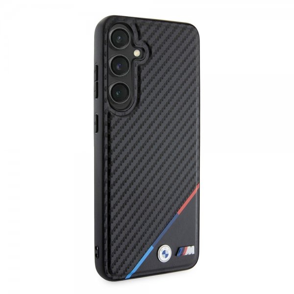 BMW Samsung Galaxy S24 Plus Cover Carbon Tricolor Stripe MagSafe Sort