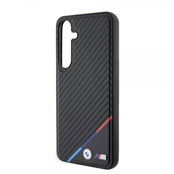 BMW Samsung Galaxy S24 Plus Cover Carbon Tricolor Stripe MagSafe Sort