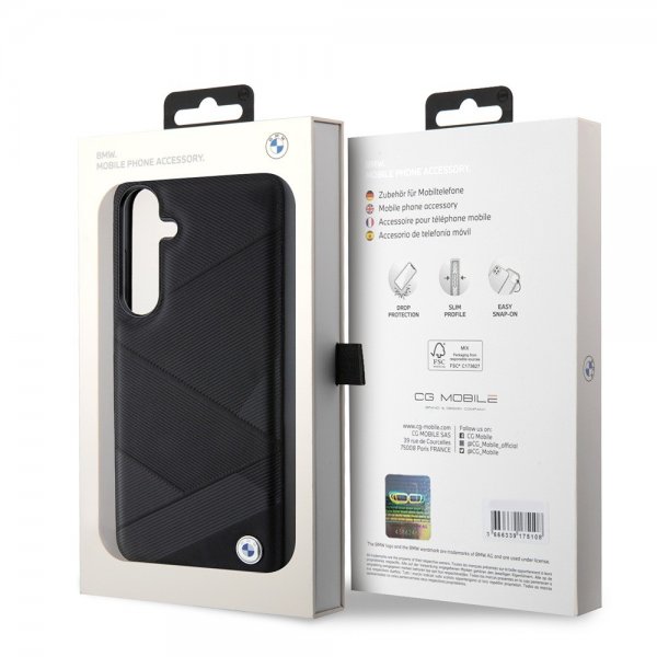 BMW Samsung Galaxy S24 Plus Cover Ægte Læder Tekstureret Sort