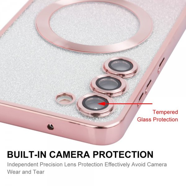 Enkay Samsung Galaxy S24 Plus Cover Plated Edge Glitter MagSafe Blå