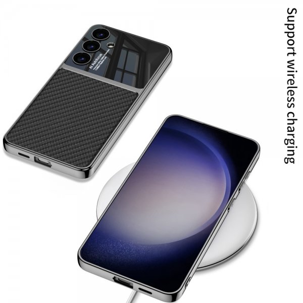 GKK Samsung Galaxy S24 Plus Cover Forgyldt Kant Lædertekstur Rød