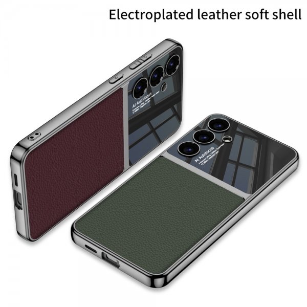 GKK Samsung Galaxy S24 Plus Cover Forgyldt Kant Lædertekstur Rød