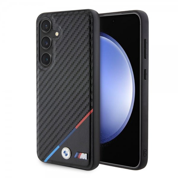 BMW Samsung Galaxy S24 Cover Carbon Tricolor Stripe MagSafe Sort