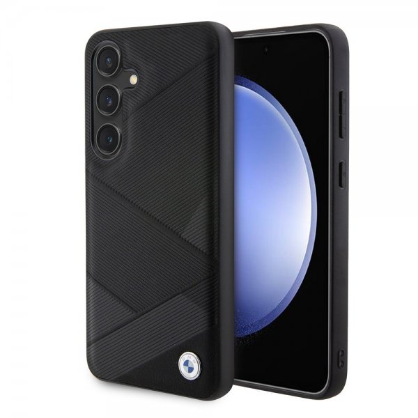 BMW Samsung Galaxy S24 Cover Ægte Læder Tekstureret Sort